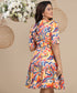 Half Sleeve Printed Mini Scuba Dress